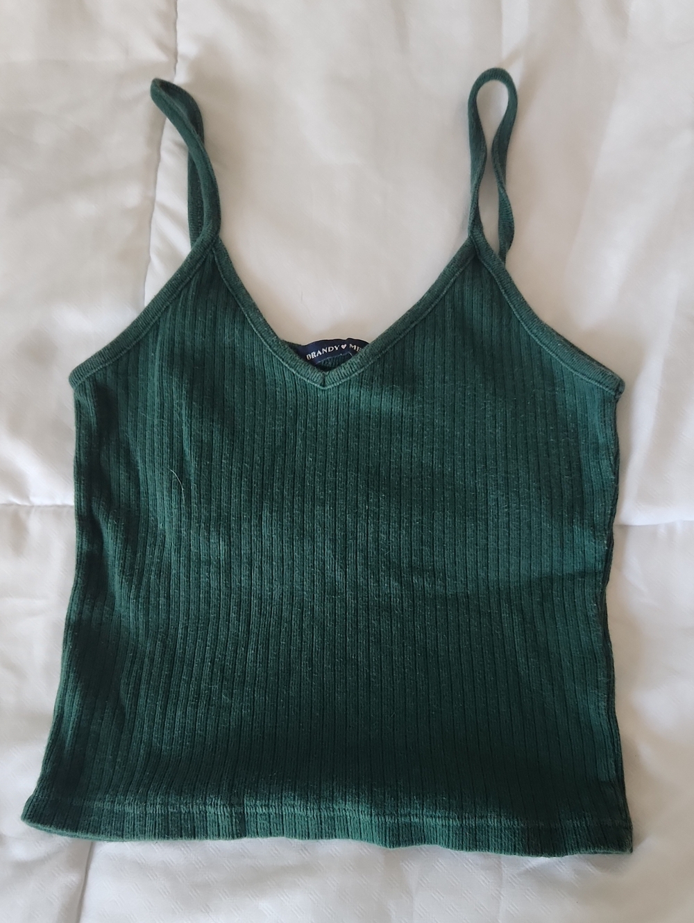 Brandy Melville Dark Green Ribbed V-Neck Camisole